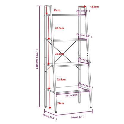 Hylla 4 plan mörkbrun och svart 56x35x140 cm