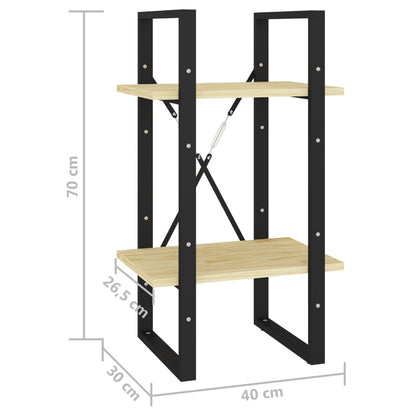 Bokhylla 2 hyllplan 40x30x70 cm massiv furu