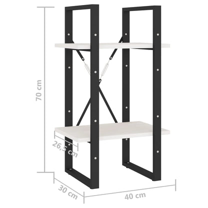 Bokhylla 2 hyllplan vit 40x30x70 cm massiv furu