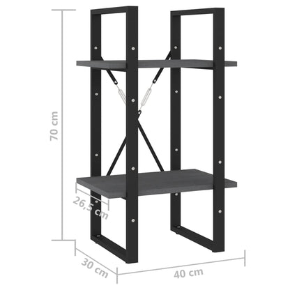 Bokhylla 2 hyllplan grå 40x30x70 cm massiv furu