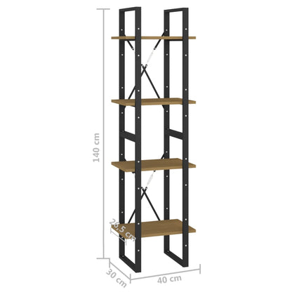 Bokhylla 4 hyllplan 40x30x140 cm massiv furu