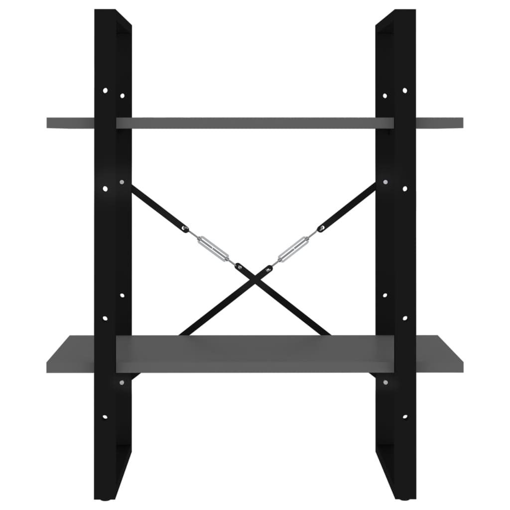 Bokhylla 2 hyllplan grå 60x30x70 cm konstruerat trä