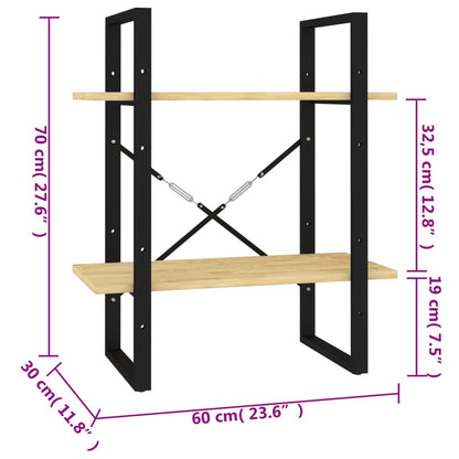 Bokhylla 2 hyllplan 60x30x70 cm massiv furu