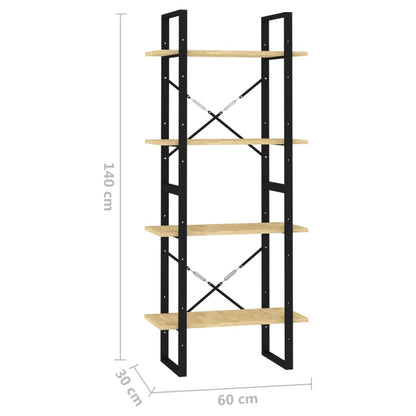 Bokhylla 4 hyllplan 60x30x140 cm massiv furu