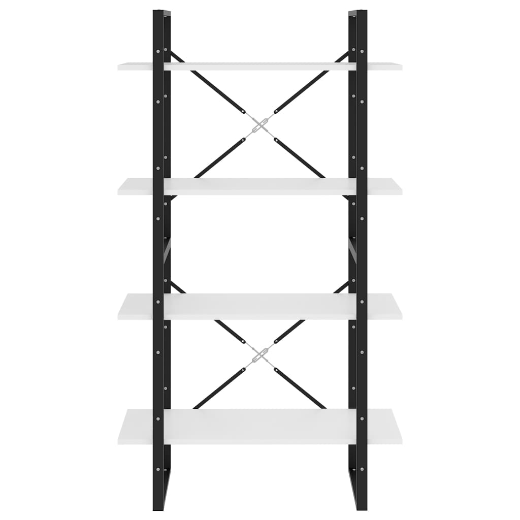 Bokhylla 4 hyllplan vit 80x30x140 cm konstruerat trä