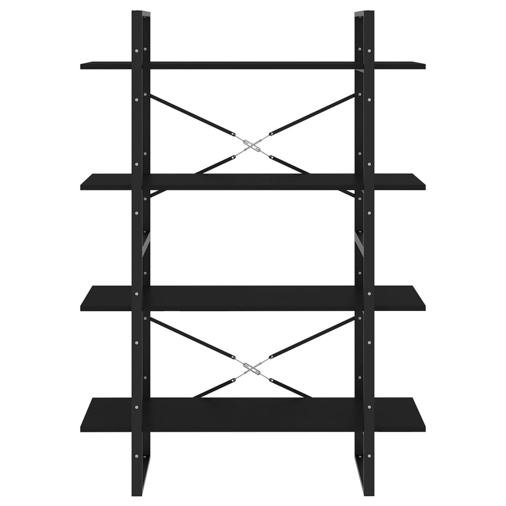 Bokhylla 4 hyllplan svart 100x30x140 cm konstruerat trä