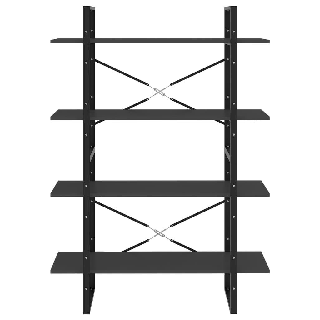 Bokhylla 4 hyllplan grå 100x30x140 cm konstruerat trä