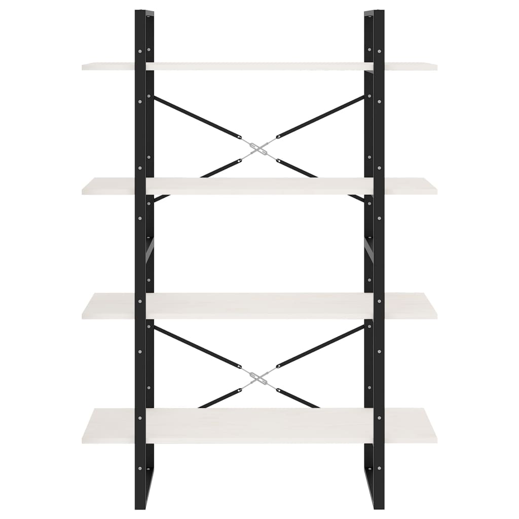 Bokhylla 4 hyllplan vit 100x30x140 cm massiv furu