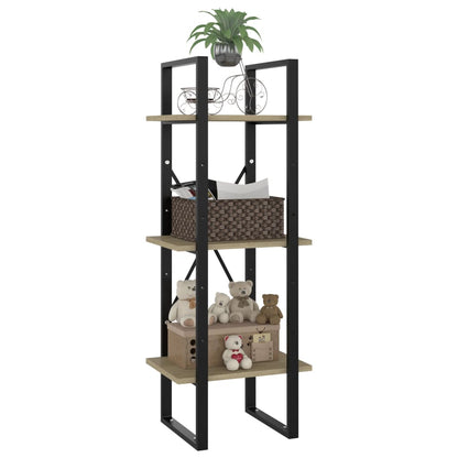 Bokhylla 3 hyllor sonoma-ek 40x30x105 cm konstruerat trä