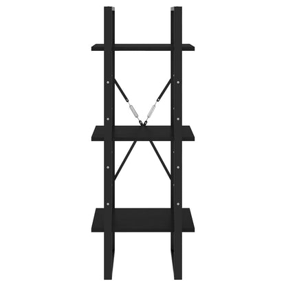 Bokhylla 3 hyllplan svart 40x30x105 cm massiv furu