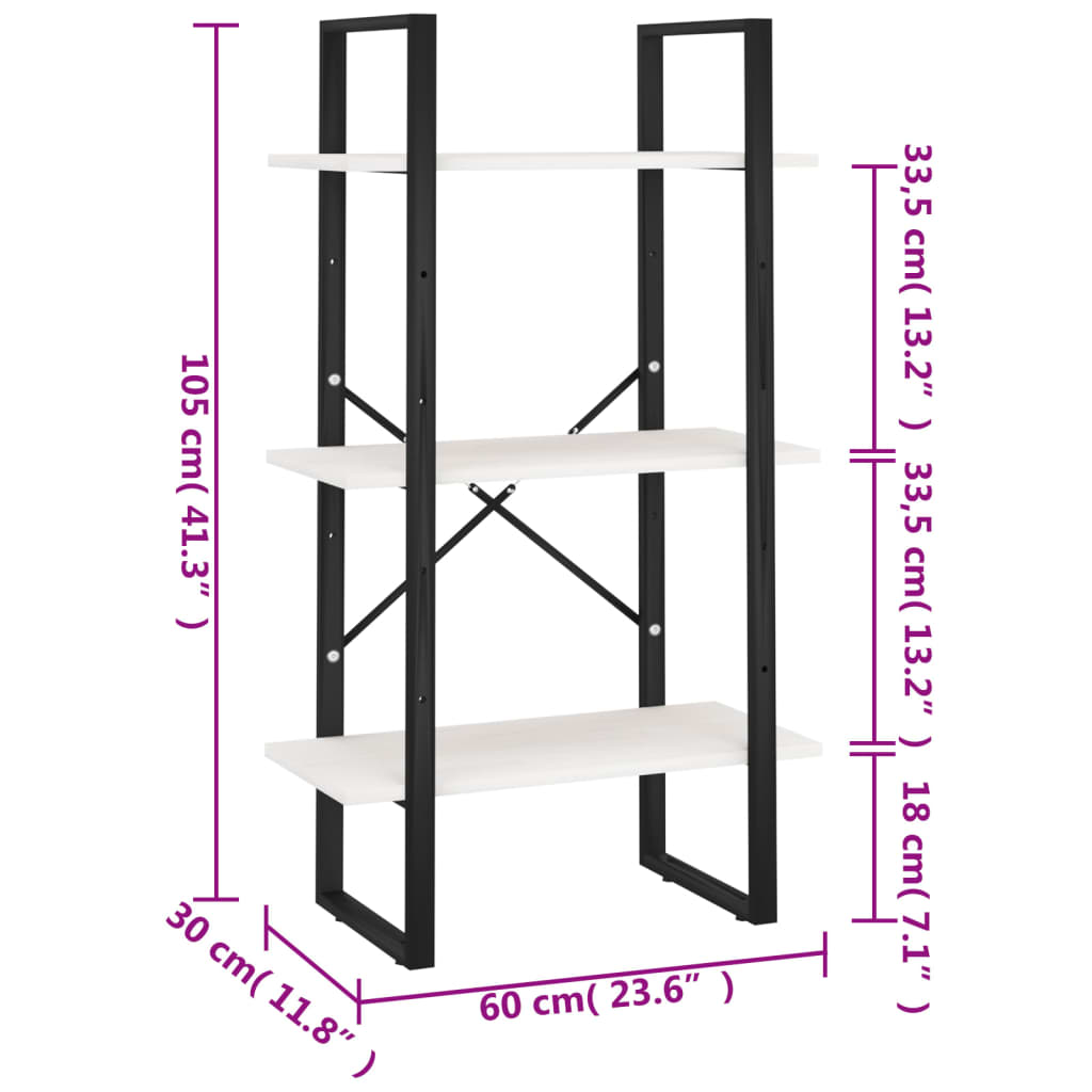 Förvaringshylla vit 60x30x105 cm massiv furu