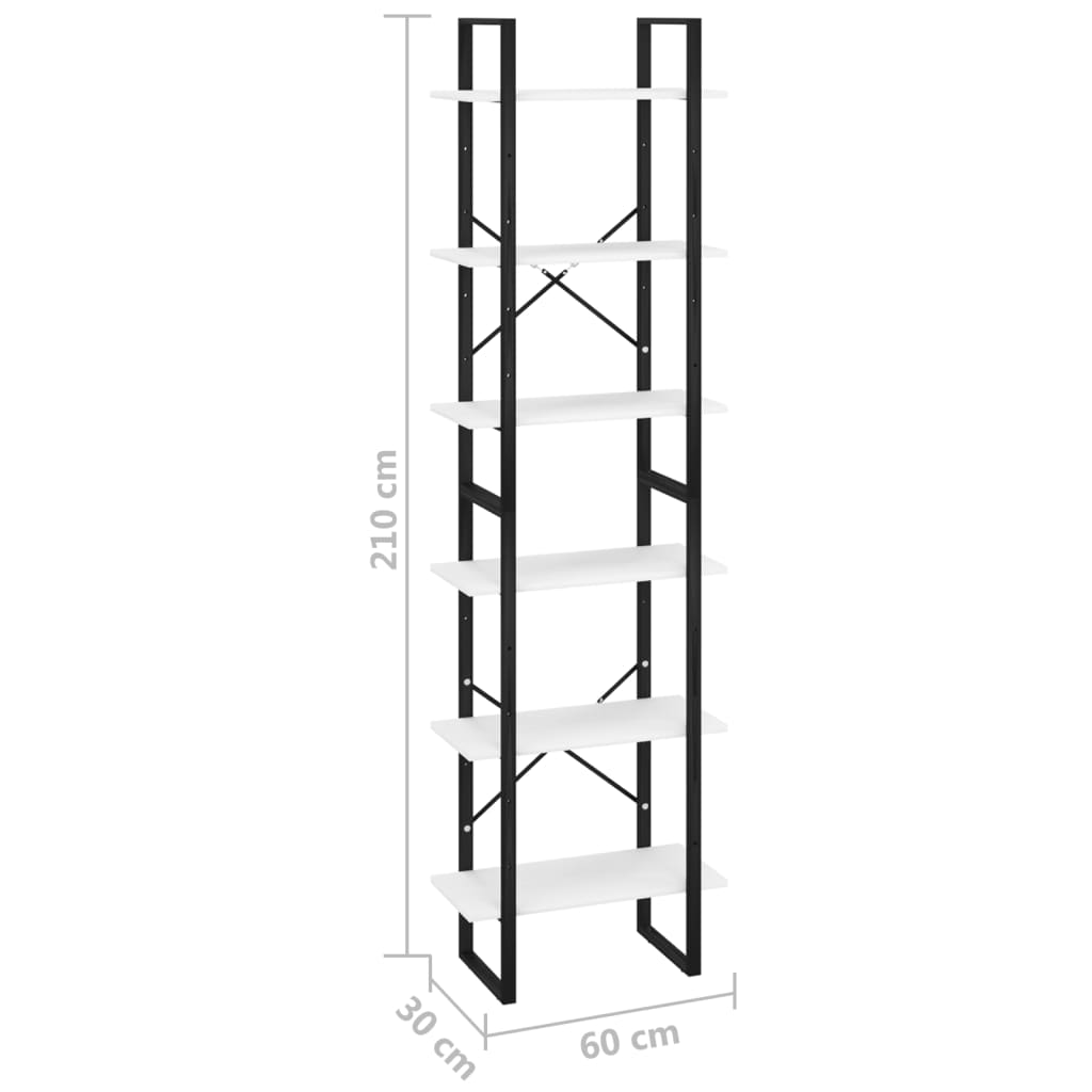 Förvaringshylla vit 60x30x210 cm konstruerat trä