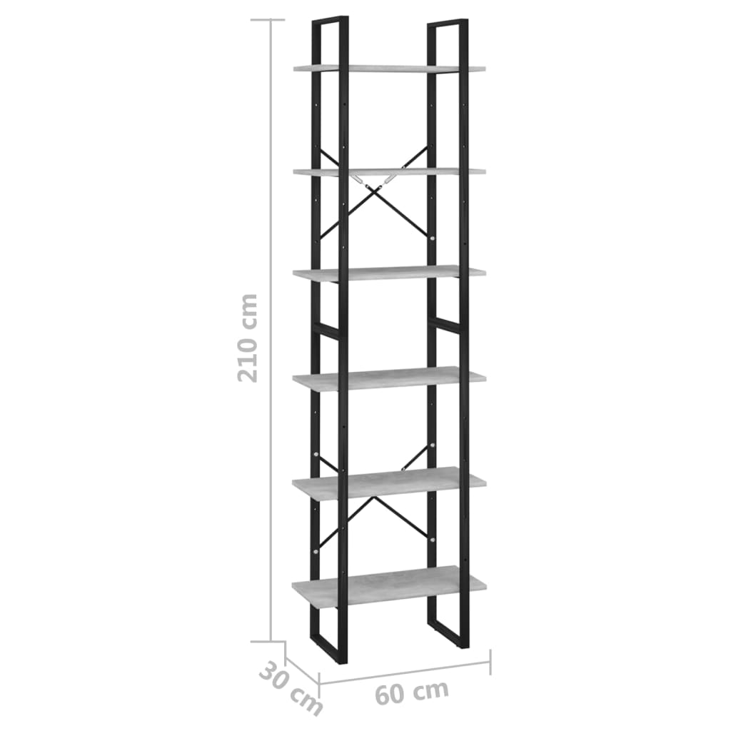 Förvaringshylla betonggrå 60x30x210 cm konstruerat trä