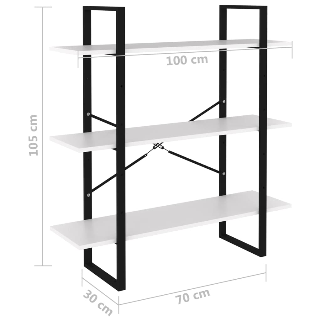 Bokhylla vit 100x30x105 cm konstruerat trä