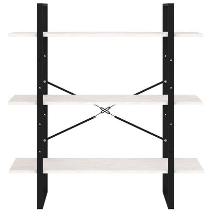 Bokhylla 3 hyllplan vit 100x30x105 cm massiv furu