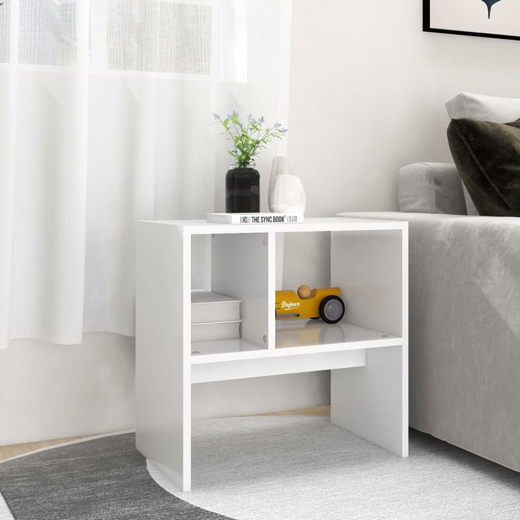 Sidobord vit 50x30x50 cm konstruerat trä