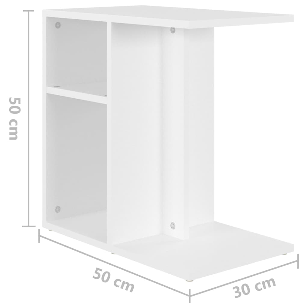 Sidobord vit 50x30x50 cm konstruerat trä