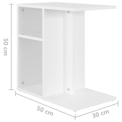 Sidobord vit 50x30x50 cm konstruerat trä