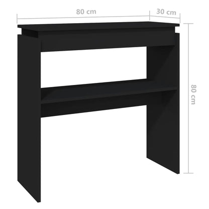 Sidobord svart 80x30x80 cm konstruerat trä