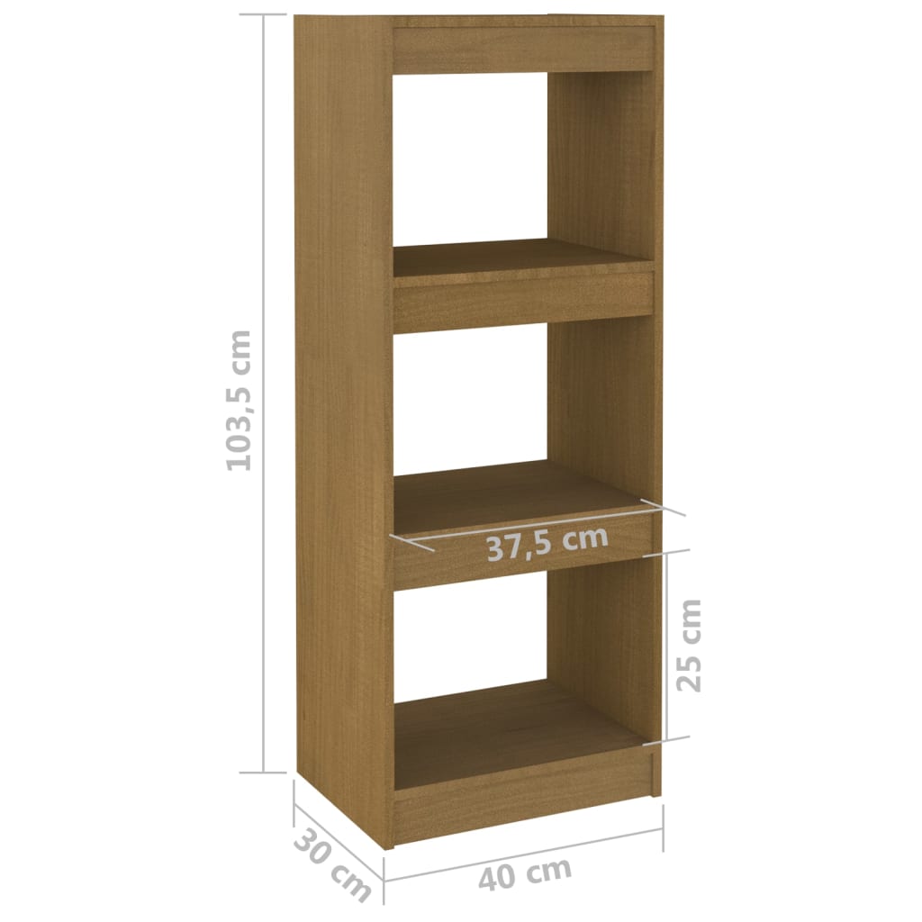 Bokhylla/Rumsavdelare honungsbrun 40x30x103,5 cm massiv furu