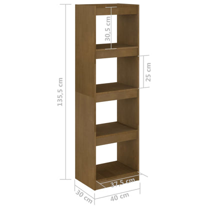 Bokhylla/Rumsavdelare honungsbrun 40x30x135,5 cm massiv furu