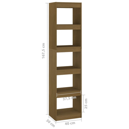 Bokhylla/Rumsavdelare honungsbrun 40x30x167,5 cm massiv furu