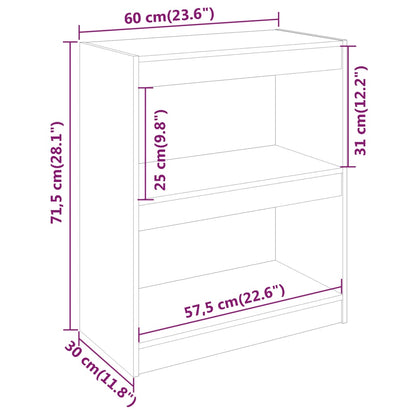 Bokhylla/Rumsavdelare vit 60x30x71,5 cm massiv furu