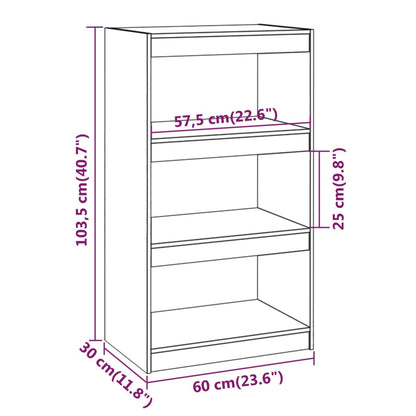 Bokhylla/Rumsavdelare vit 60x30x103,5 cm massiv furu