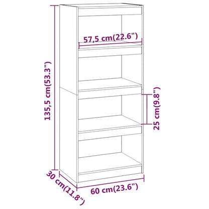 Bokhylla/Rumsavdelare honungsbrun 60x30x135,5 cm massiv furu