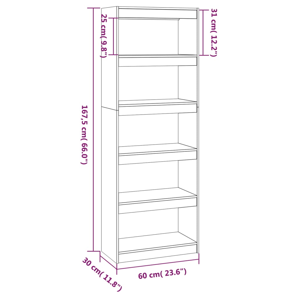 Bokhylla/Rumsavdelare vit 60x30x167,5 cm massiv furu