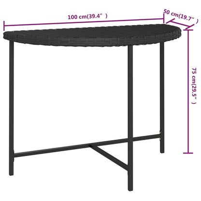 Trädgårdsbord svart 100x50x75 cm konstrotting