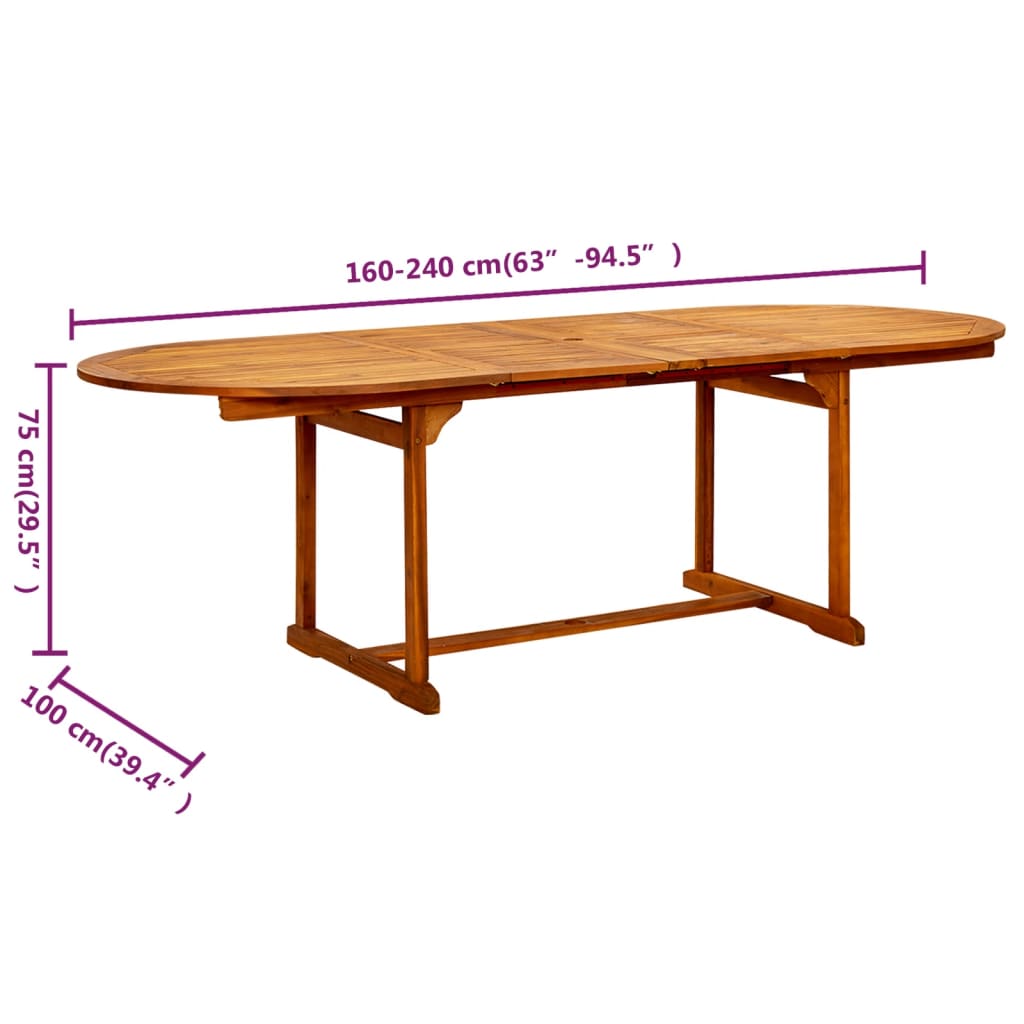 Trädgårdsbord (160-240)x100x75 cm massivt akaciaträ