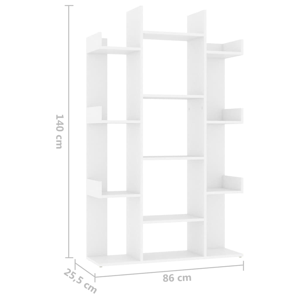 Bokhylla vit 86x25,5x140 cm konstruerat trä