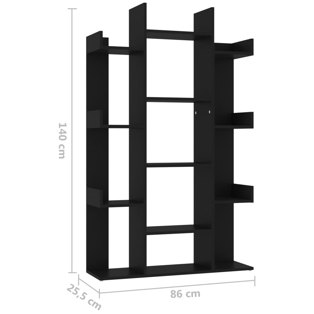 Bokhylla svart 86x25,5x140 cm konstruerat trä