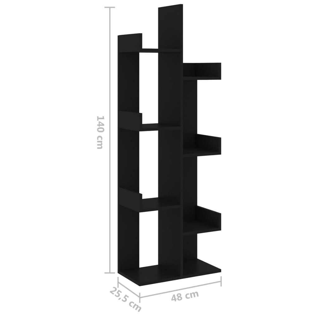 Bokhylla svart 48x25,5x140 cm konstruerat trä