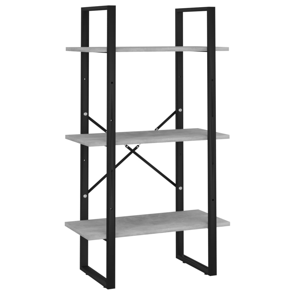 Bokhylla med 5 hyllplan betonggrå 60x30x175 cm konstruerat trä