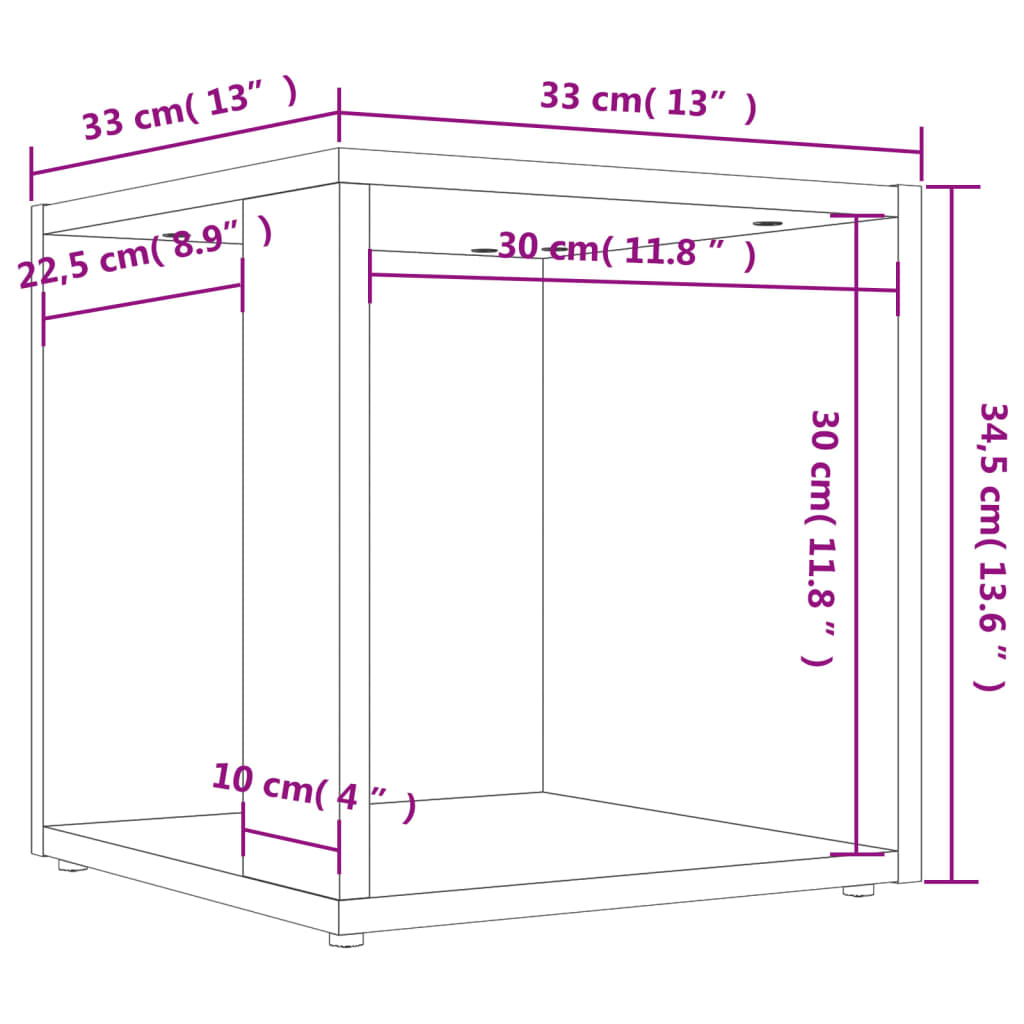 Sidobord betonggrå 33x33x34,5 cm konstruerat trä