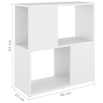 Bokhylla vit 60x24x63 cm konstruerat trä