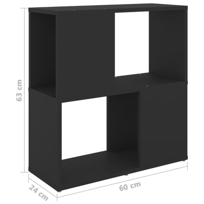 Bokhylla svart 60x24x63 cm konstruerat trä