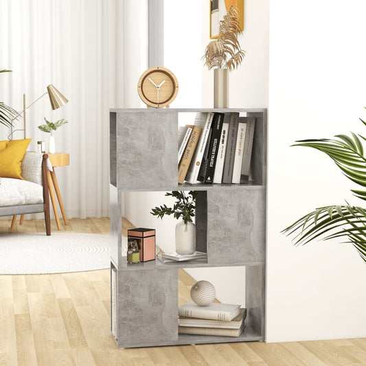 Bokhylla/Rumsavdelare betonggrå 60x24x94 cm konstruerat trä