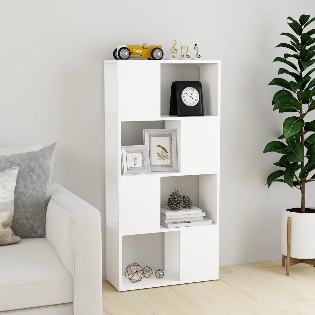 Bokhylla Rumsavdelare vit 60x24x124,5 cm konstruerat trä