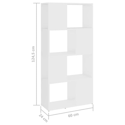 Bokhylla Rumsavdelare vit 60x24x124,5 cm konstruerat trä