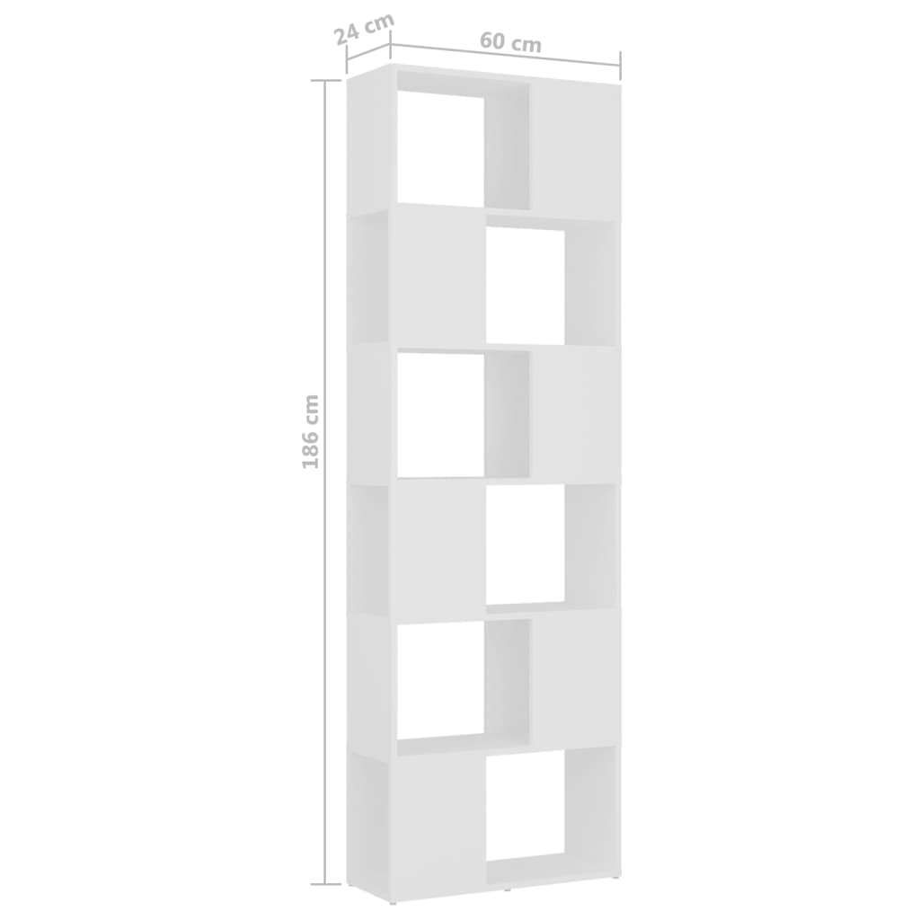 Bokhylla/Rumsavdelare vit 60x24x186 cm