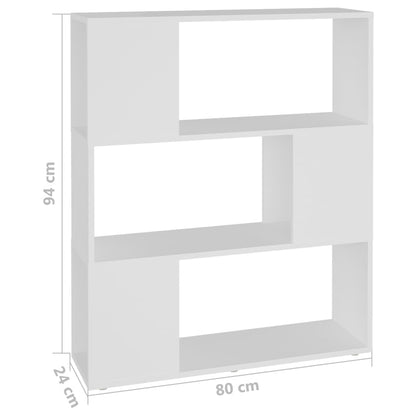 Bokhylla/Rumsavdelare vit 80x24x94 cm konstruerat trä