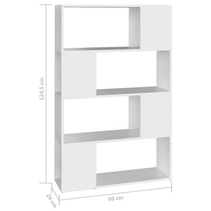Bokhylla/Rumsavdelare vit 80x24x124,5 cm konstruerat trä