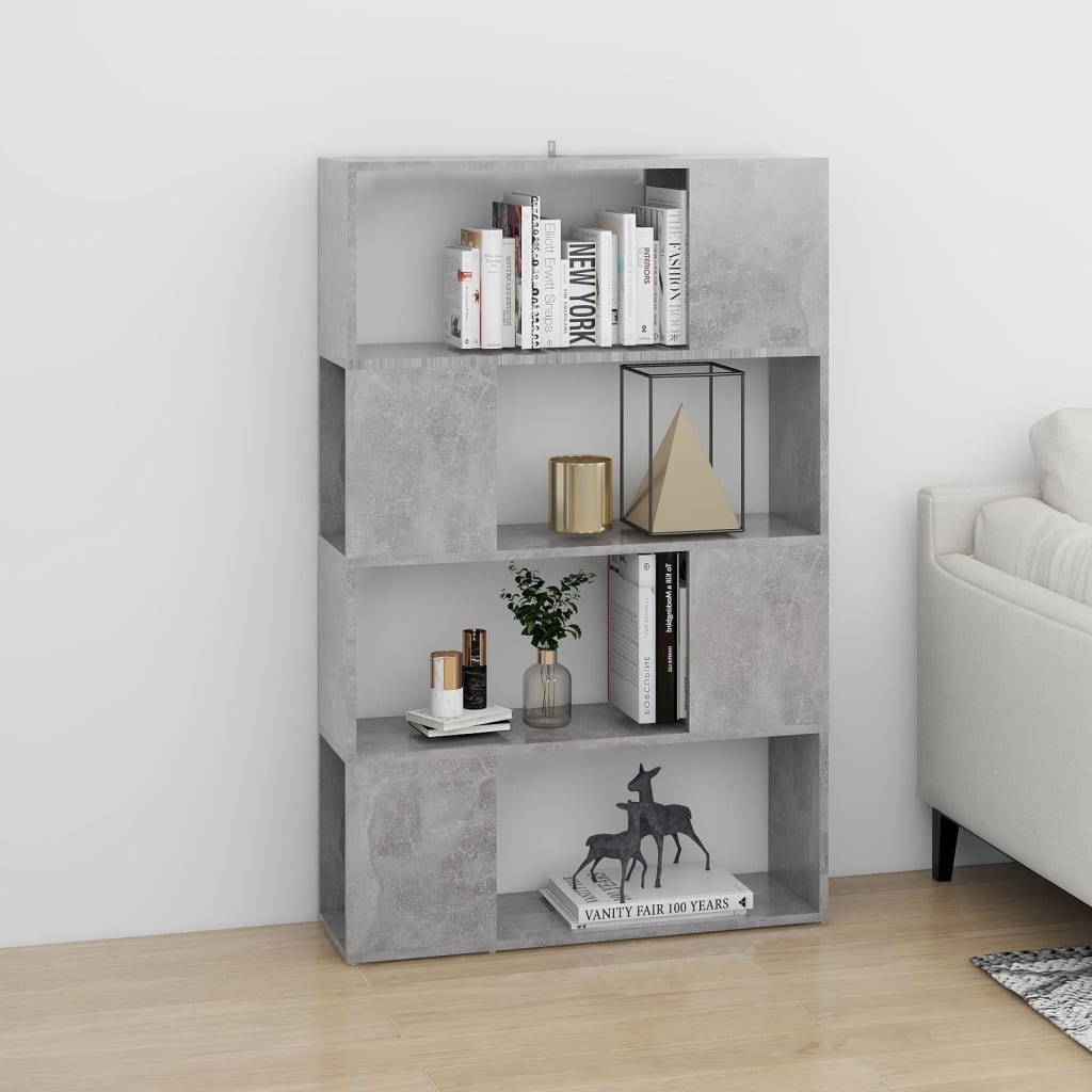 Bokhylla/Rumsavdelare betonggrå 80x24x124,5 cm konstruerat trä