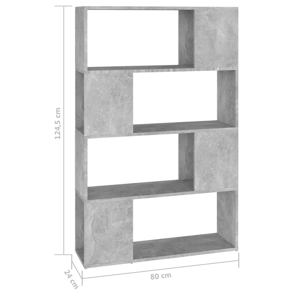Bokhylla/Rumsavdelare betonggrå 80x24x124,5 cm konstruerat trä