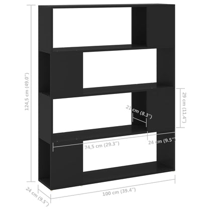 Bokhylla Rumsavdelare svart 100x24x124 cm