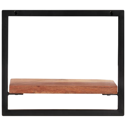 Vägghyllor 2 st 40x24x35 cm massivt akaciaträ och stål
