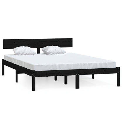 Sängram svart massiv furu 140x190 cm